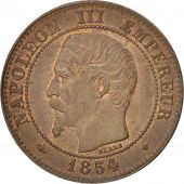 France, Napoleon III, 2 Centimes, 1854, Strasbourg, MS(63), Bronze, KM 776.3