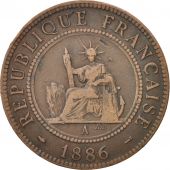 FRENCH INDO-CHINA, Cent, 1886, Paris, TB, Bronze, KM:1, Lecompte:38