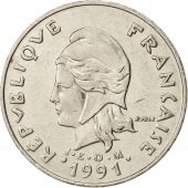 New Caledonia, 20 Francs, 1991, Paris, AU(50-53), Nickel, KM:12