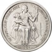 New Caledonia, 2 Francs, 1949, Paris, EF(40-45), Aluminum, KM:3