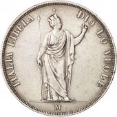 ITALIAN STATES, LOMBARDY-VENETIA, 5 Lire, 1848, Milan, AU(50-53),Silver, KM 22.1