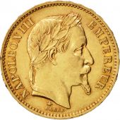 France, Napoleon III, 20 Francs, 1867,Paris,AU(50-53),Gold,KM 801.1,Gadoury 1062