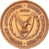 Cyprus, 5 Mils, 1980, AU(50-53), Bronze, KM:39