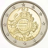 Belgium, 2 Euro 10th Anniversary of Euro 2012, Brussels, KM:315, MS(65-70),Proof