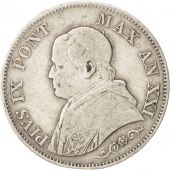 ITALIAN STATES, PAPAL STATES, Pius IX, Lira, 1866, Roma, VF(20-25), Silver, K...