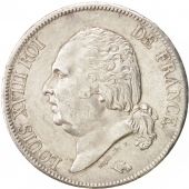 France, Louis XVIII, 5 Francs, 1818, Rouen, AU(55-58), Silver, K...