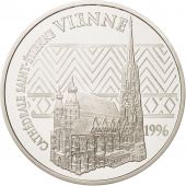 France, 100 Francs-15 Euro, 1996, Cathdrale Vienne, MS(65-70), Silver, KM:1140