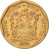 South Africa, 20 Cents, 1992, Pretoria, AU(55-58), Bronze Plated Steel, KM:136