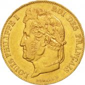 France, Louis-Philippe, 20 Francs, 1844, Paris, AU(50-53), Gold, KM:750.1
