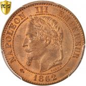 France, Napoleon III, 2 Centimes, 1862, Bordeaux, PCGS, MS64RD, SPL+, KM:796.6