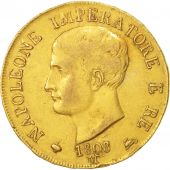 tats italiens, Napoleon I, 40 Lire, 1808, Milan, TTB, Or, KM:12