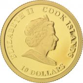 les Cook, Elizabeth II, 10 Dollars, 2010, CIT, FDC, Or, KM:1296