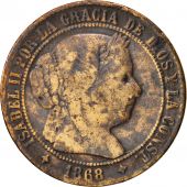 Spain, Isabel II, 2-1/2 Centimos, 1868, F(12-15), Copper, KM:634.2