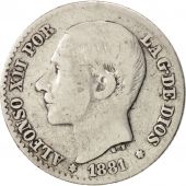 Spain, Alfonso XII, 50 Centimos, 1881, VF(20-25), Silver, KM:685