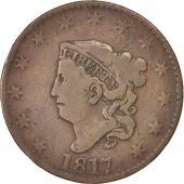 United States, Coronet Cent, 1817, U.S. Mint, Philadelphia, VF(20-25), KM:45