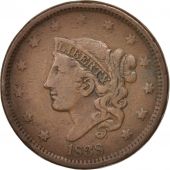 tats-Unis, Coronet Cent, 1838, U.S. Mint, Philadelphia, TB, Cuivre, KM:45