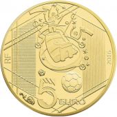 France, Monnaie de Paris, 5 Euro, UEFA Euro 2016, Reprise, 2016, FDC, Or