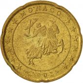 Monaco, 20 Euro Cent, 2002, EF(40-45), Brass, KM:171