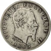 Italy, Vittorio Emanuele II, 20 Centesimi, 1863, Milan, VF(30-35), Silver, KM...
