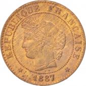 France, Crs, Centime, 1887, Paris, MS(60-62), Bronze, KM:826.1, Gadoury:88