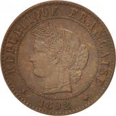 France, Crs, Centime, 1892, Paris, EF(40-45), Bronze, KM:826.1, Gadoury:88