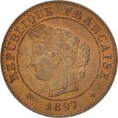 France, Crs, Centime, 1897, Paris, MS(60-62), Bronze, KM:826.1, Gadoury:88