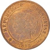 France, Crs, 2 Centimes, 1893, Paris, AU(50-53), Bronze, KM:827.1